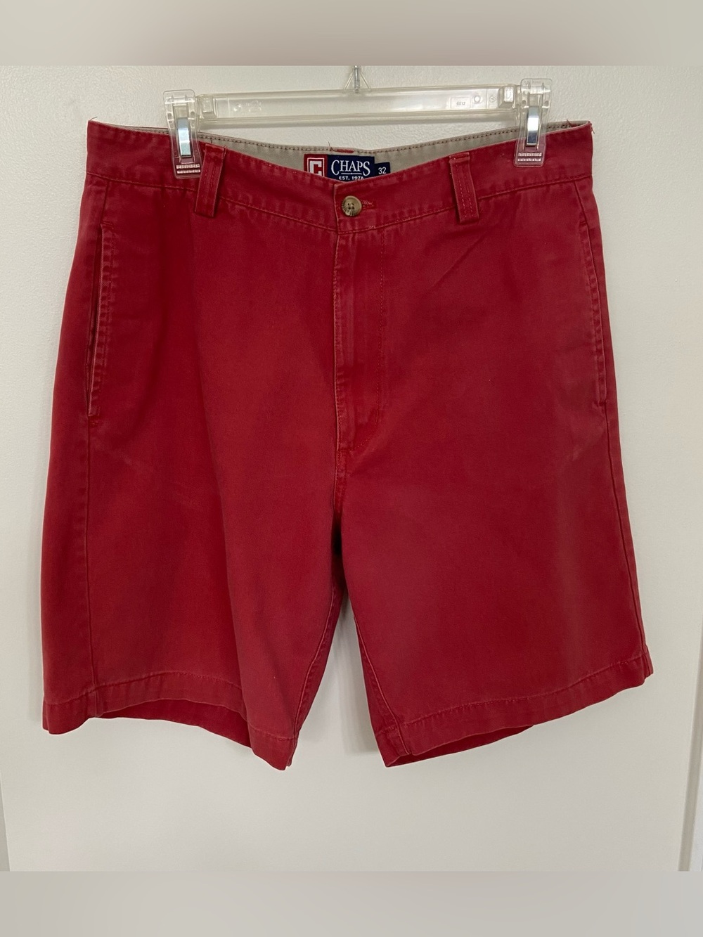 Y2K Chaps Red Chino Shorts Men’s 32 Preppy Cotton Bermuda Golf Shorts